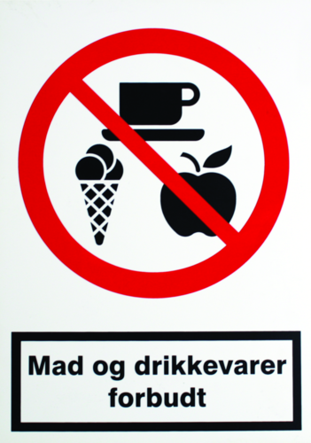 Mad og drikkevarer forbudt - Plast
